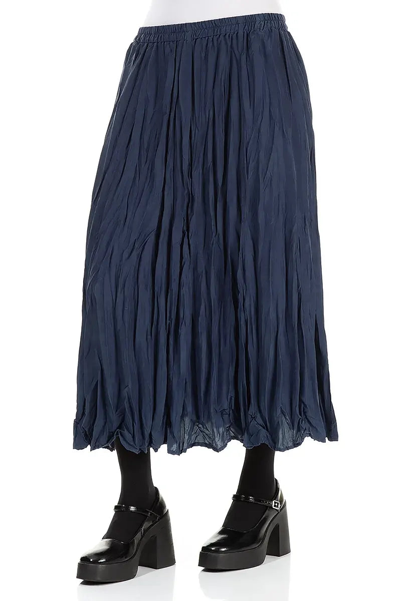 Royal Blue Crumpled Pure Silk Skirt 3