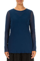 Royal Blue Mesh Soft Cotton Blouse 2