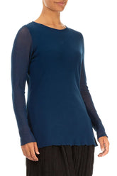 Royal Blue Mesh Soft Cotton Blouse 4