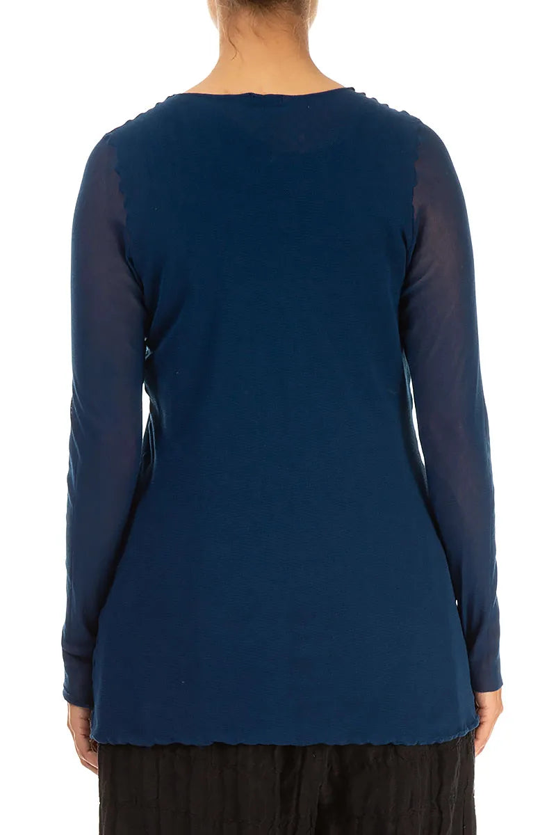 Royal Blue Mesh Soft Cotton Blouse 3