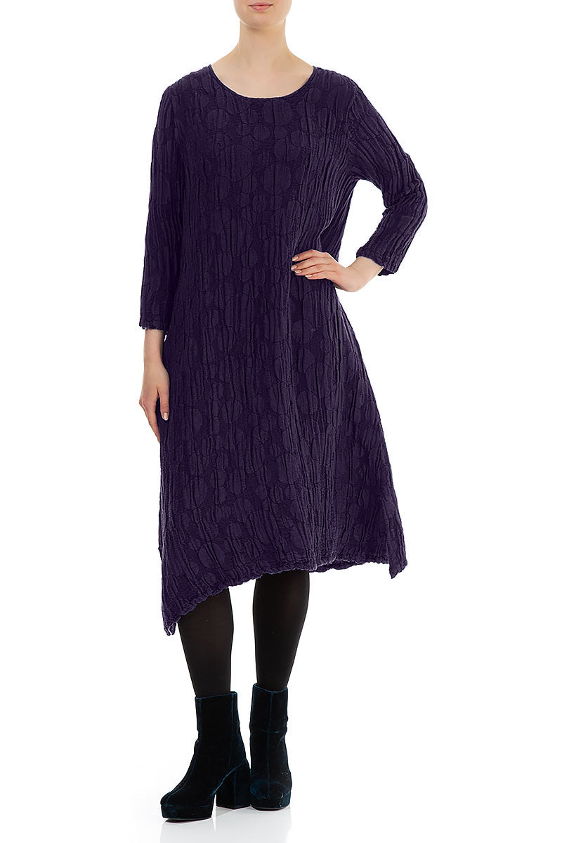 Royal Purple Circle Silk Linen Shift Dress 3