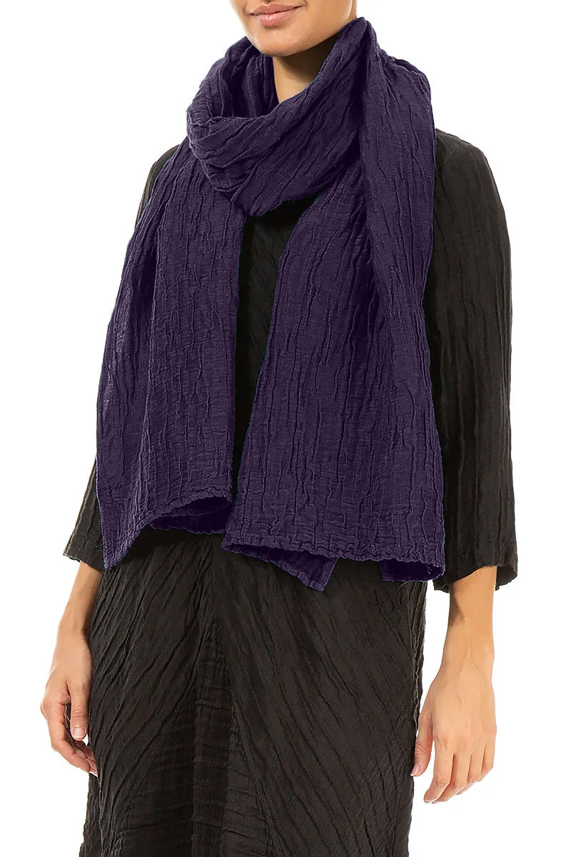 Royal Purple Crinkled Silk Linen Scarf 3