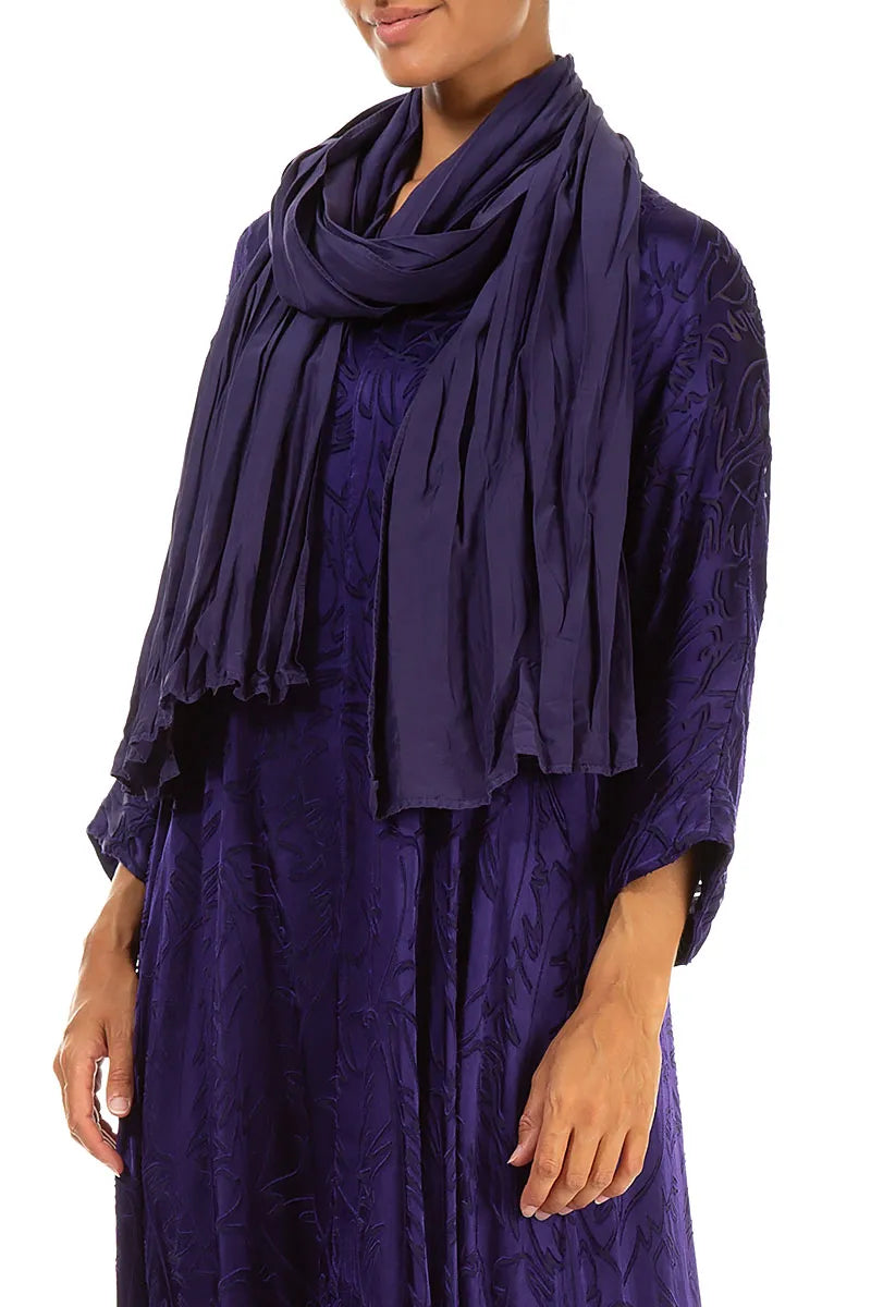 Royal Purple Crumpled Pure Silk Scarf 3