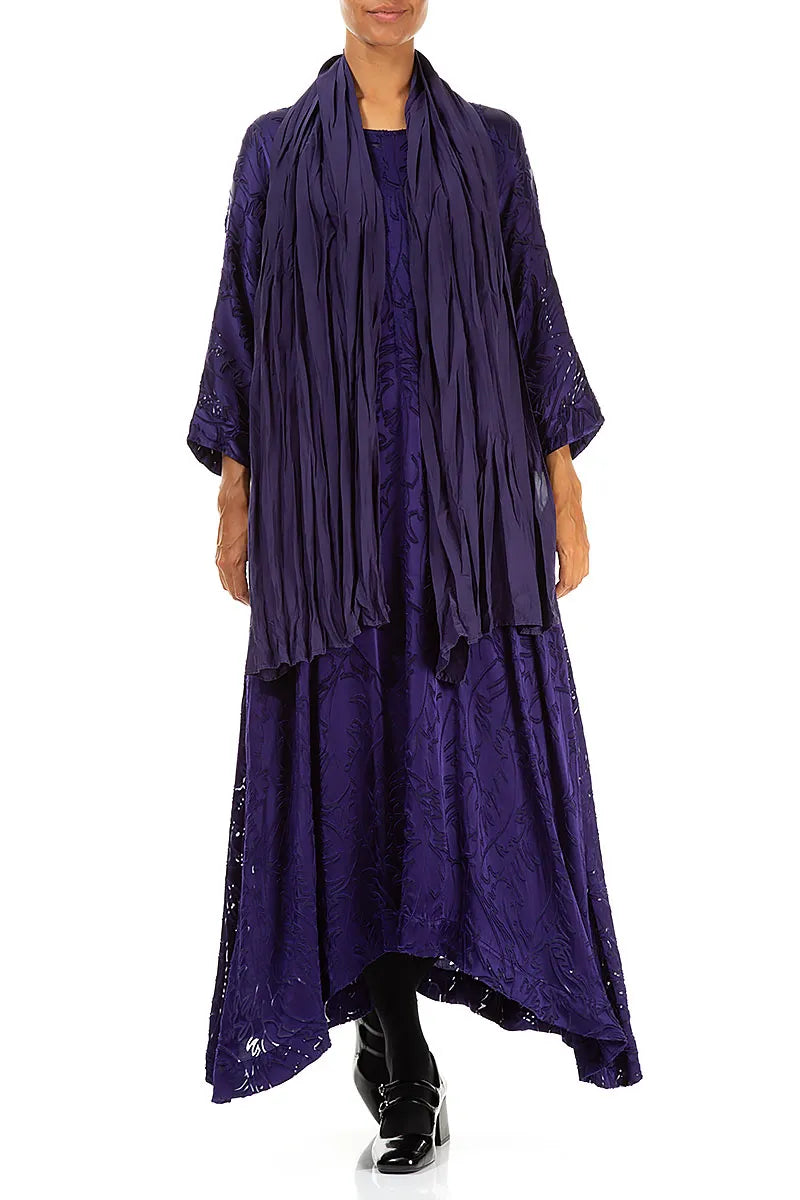 Royal Purple Crumpled Pure Silk Scarf 2