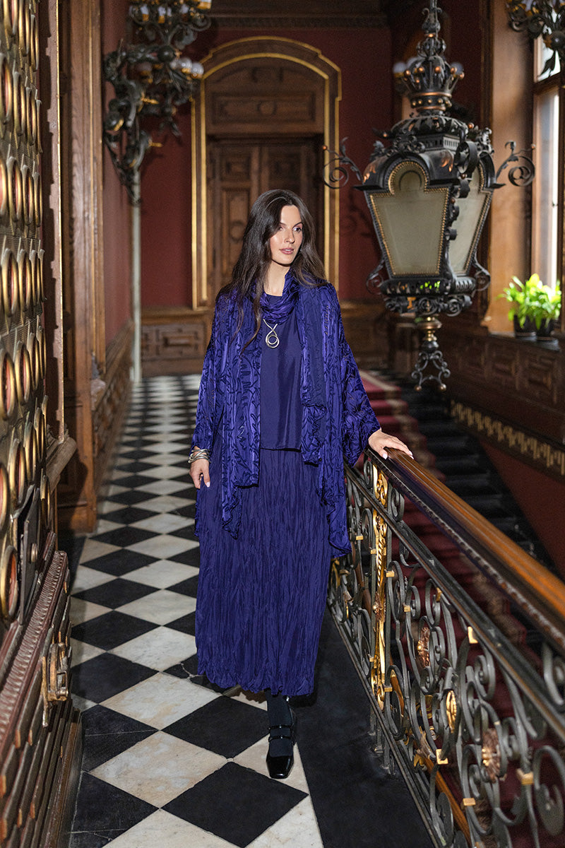 Royal Purple Crumpled Pure Silk Skirt 6