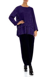 Royal Purple Devoré Feather Silk Blouse 4
