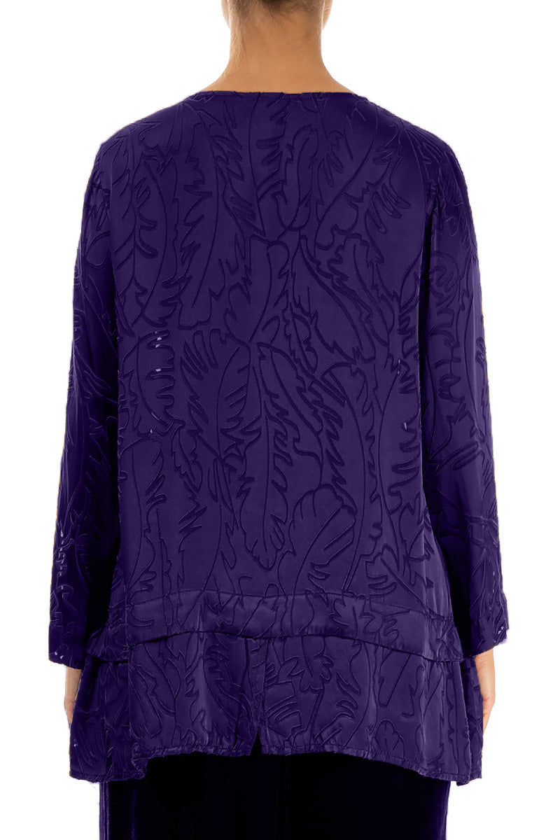Royal Purple Devoré Feather Silk Blouse 2