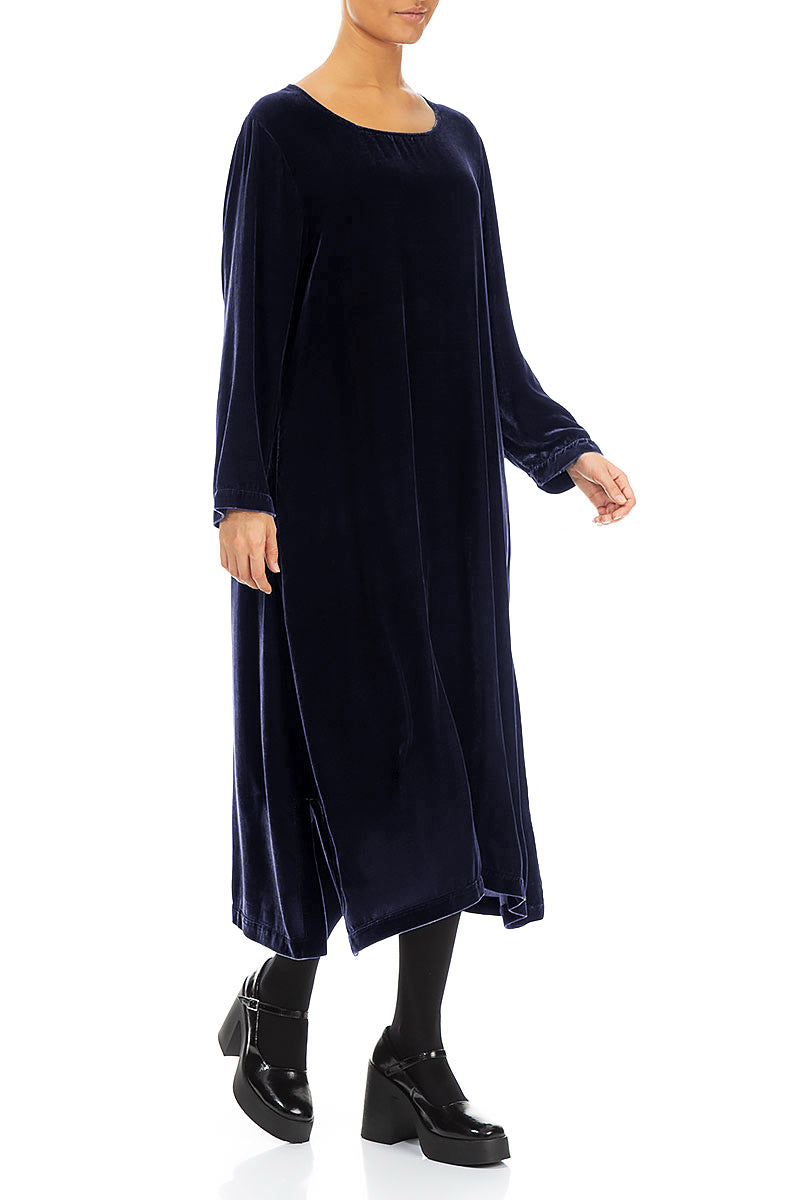Royal Purple Silk Velvet Shift Dress 3