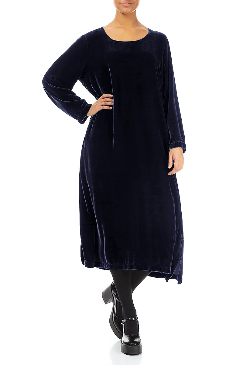Royal Purple Silk Velvet Shift Dress 4