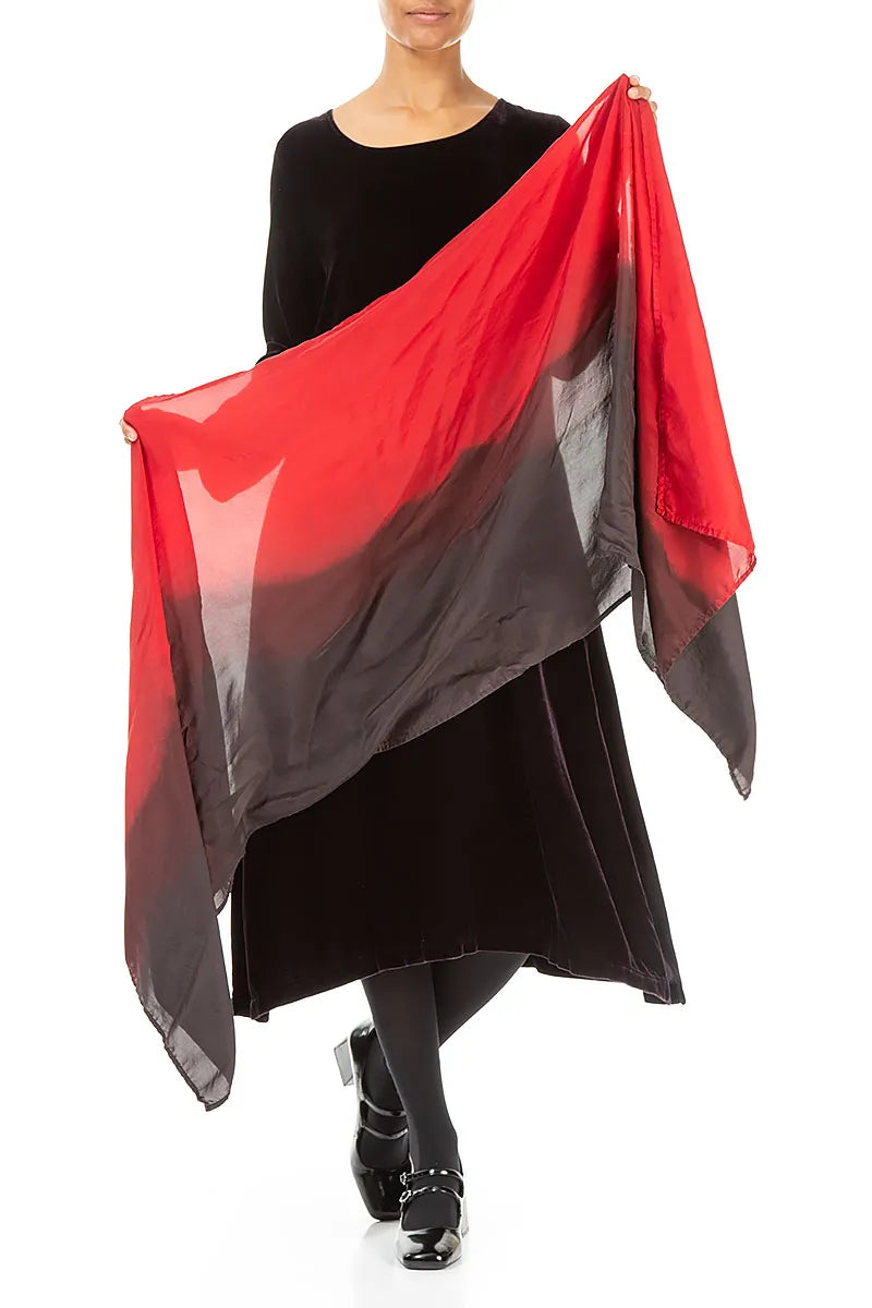 Ruby Mist Ombré Pure Silk Scarf 4
