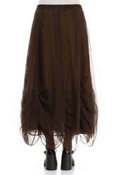 Ruched Aged Copper Silk Chiffon Skirt 2