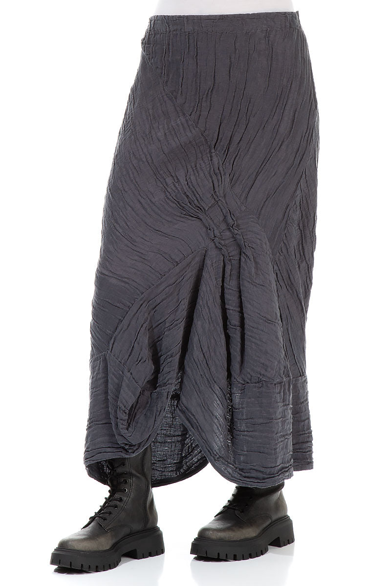 Ruched Crinkled Violet Silk Skirt 3