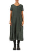 Ruched Forest Mist Linen Dress 1