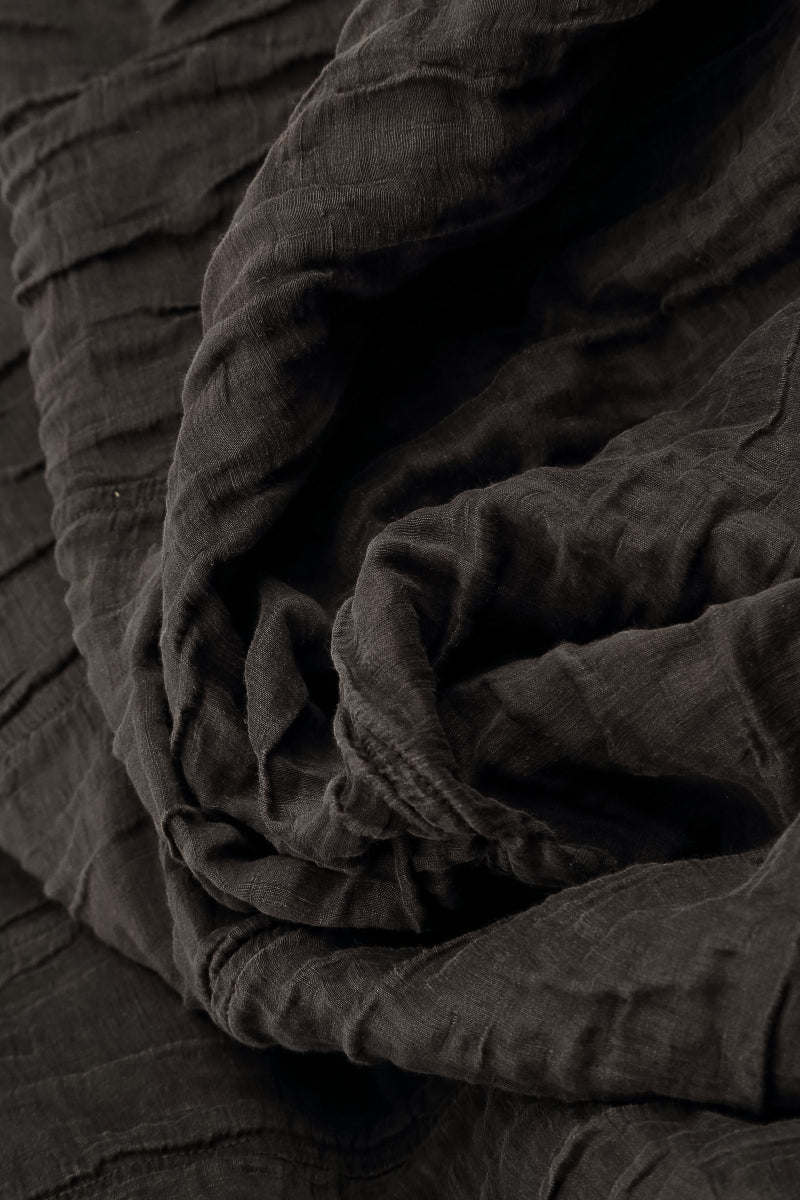 Ruched Hem Forest Brown Crinkled Silk Linen Trousers 5