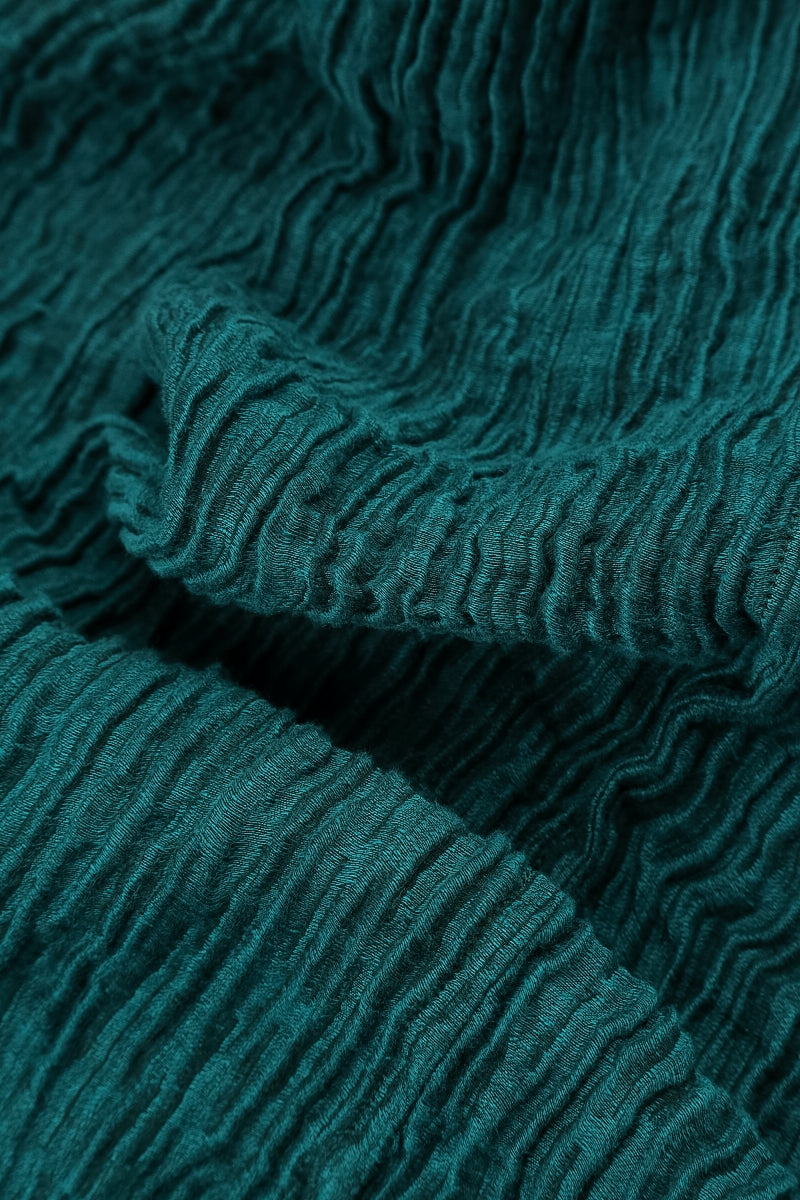 Ruched Hem Peacock Crinkled Silk Trousers 5