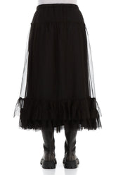 Ruffled Black Silk Chiffon Skirt 2
