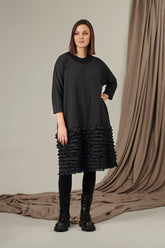 Ruffled Grey Wavy Cotton Dress 6