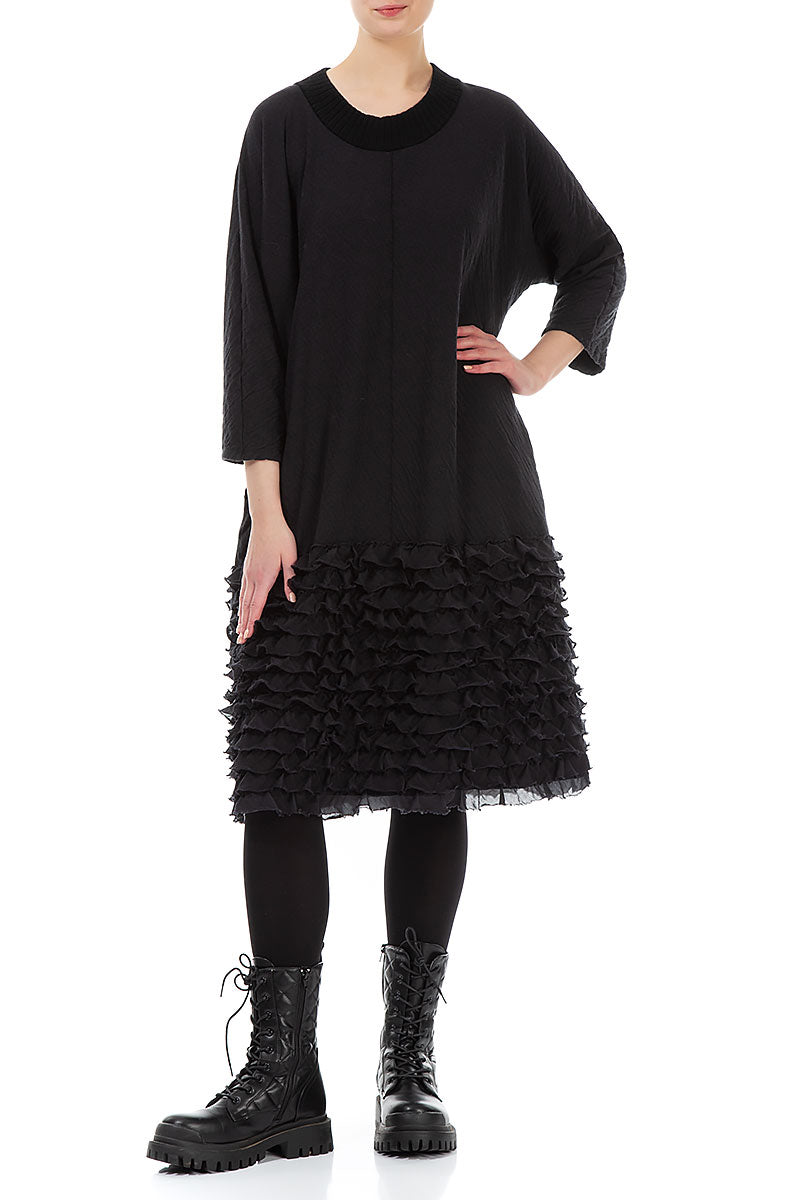 Ruffled Grey Wavy Cotton Dress 4