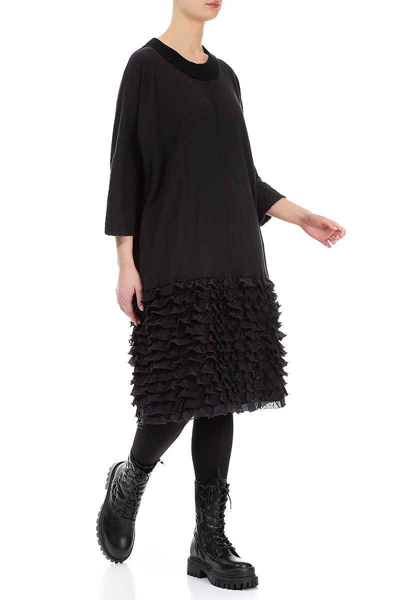 Ruffled Grey Wavy Cotton Dress 3