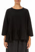 Ruffled Hem Black Cotton Blouse 1