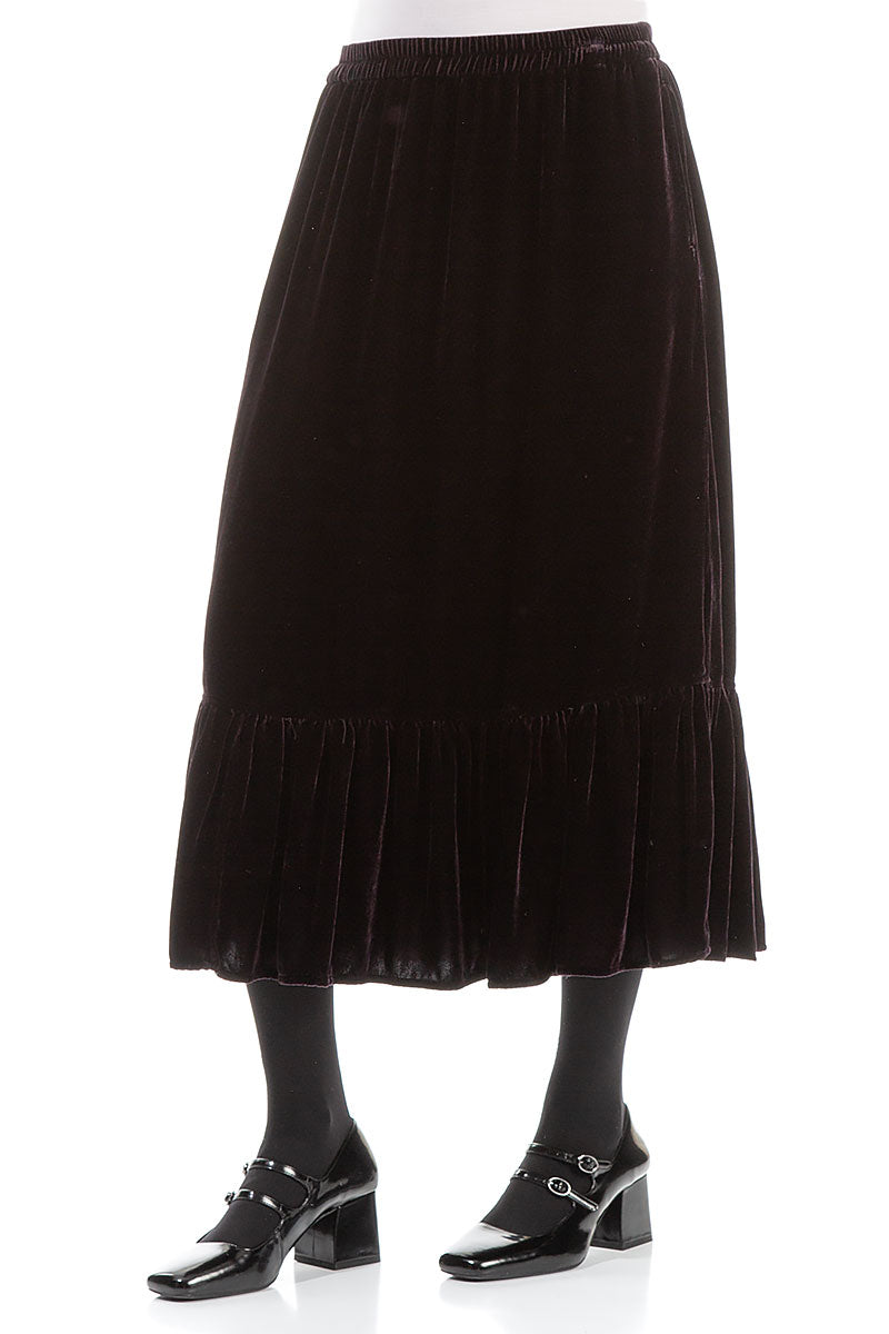 Ruffled Hemline Vintage Violet Silk Velvet Skirt 3