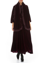 Ruffled Magenta Silk Velvet Scarf 3