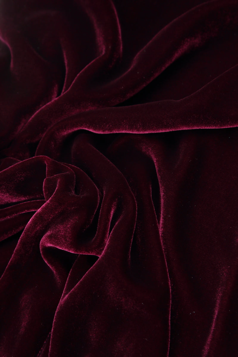 Ruffled Magenta Silk Velvet Scarf 5