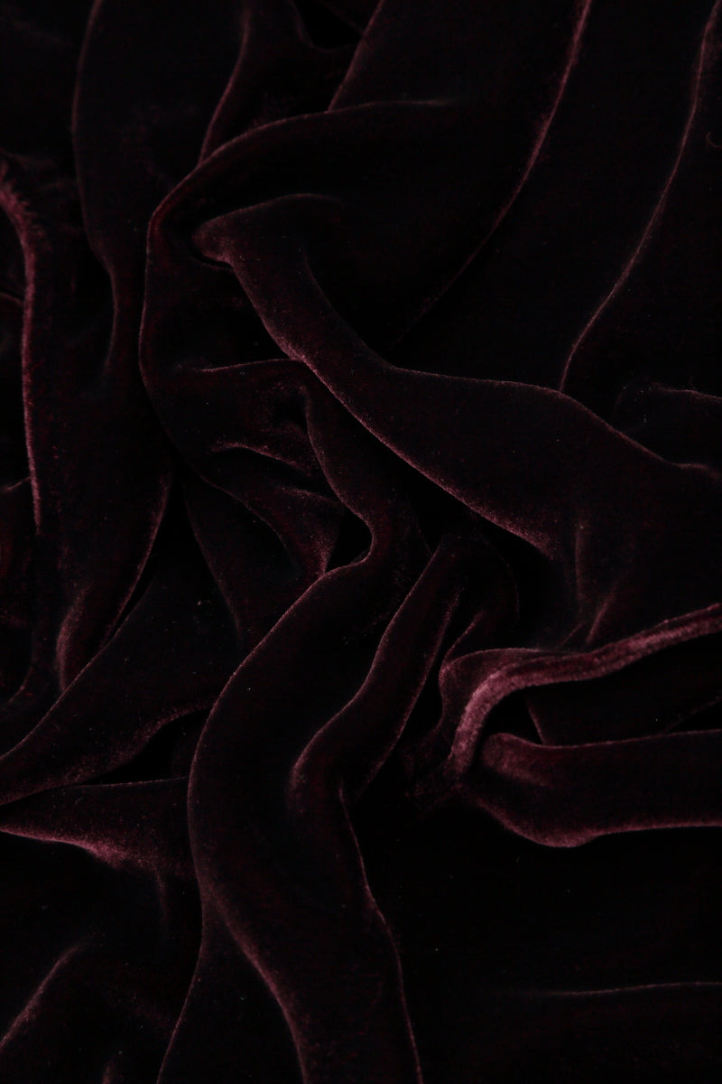 Ruffled Merlot Silk Velvet Scarf 4
