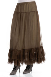 Ruffled Silver Sage Silk Chiffon Skirt 3