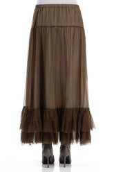 Ruffled Silver Sage Silk Chiffon Skirt 2
