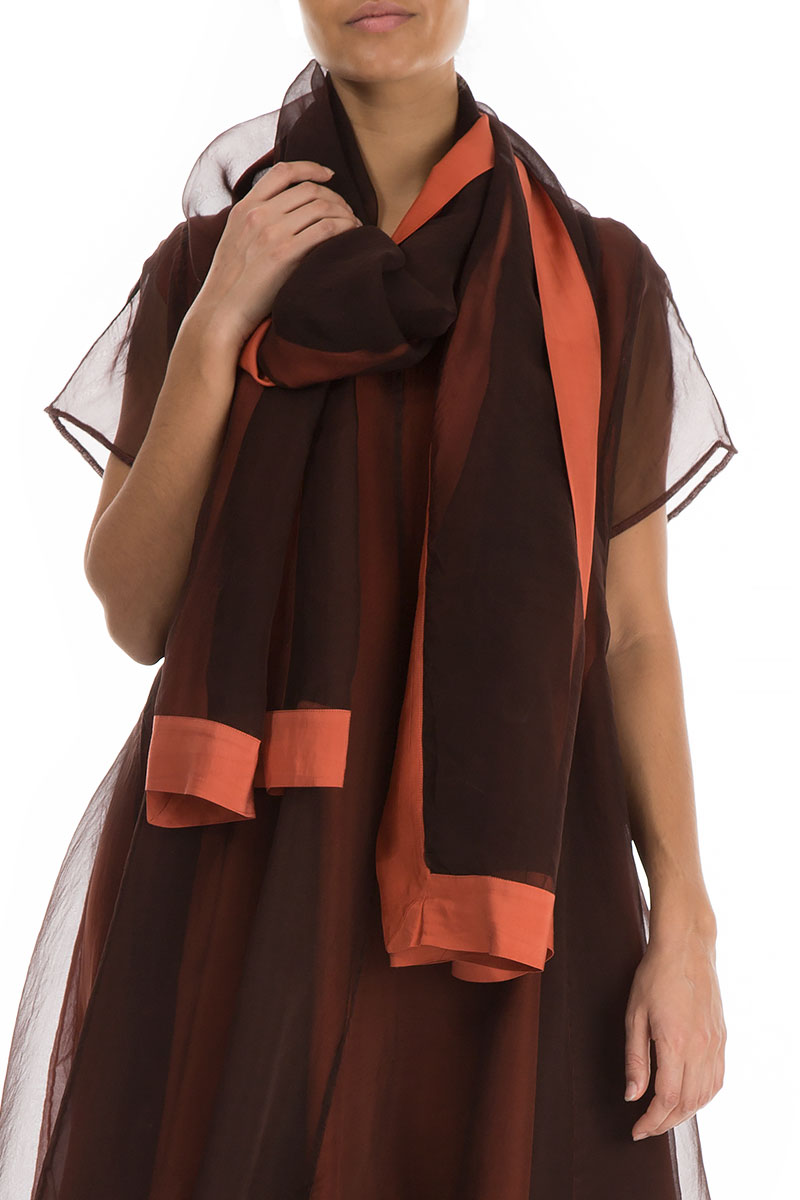 Rust Silk Chiffon Scarf 4