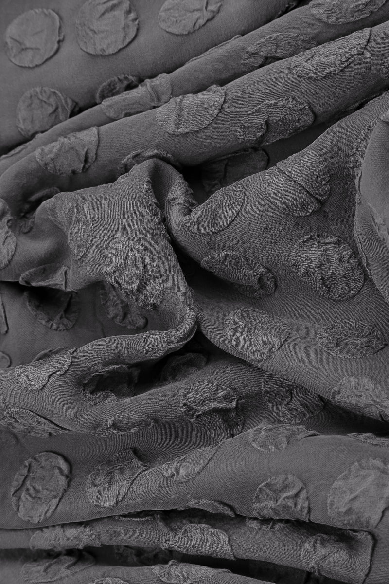 Square Neck Bubble Grey Silver Silk Dress 7