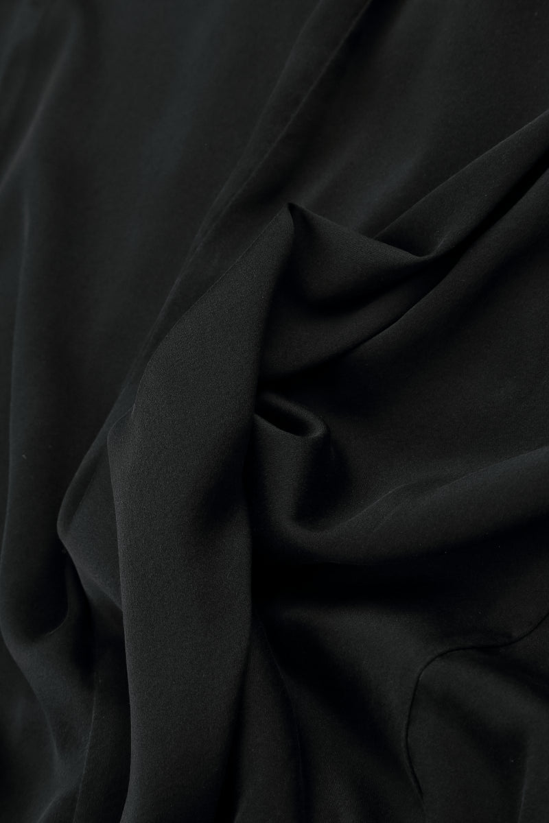 Schwarzes Seiden-Bambushemd mit Kragen