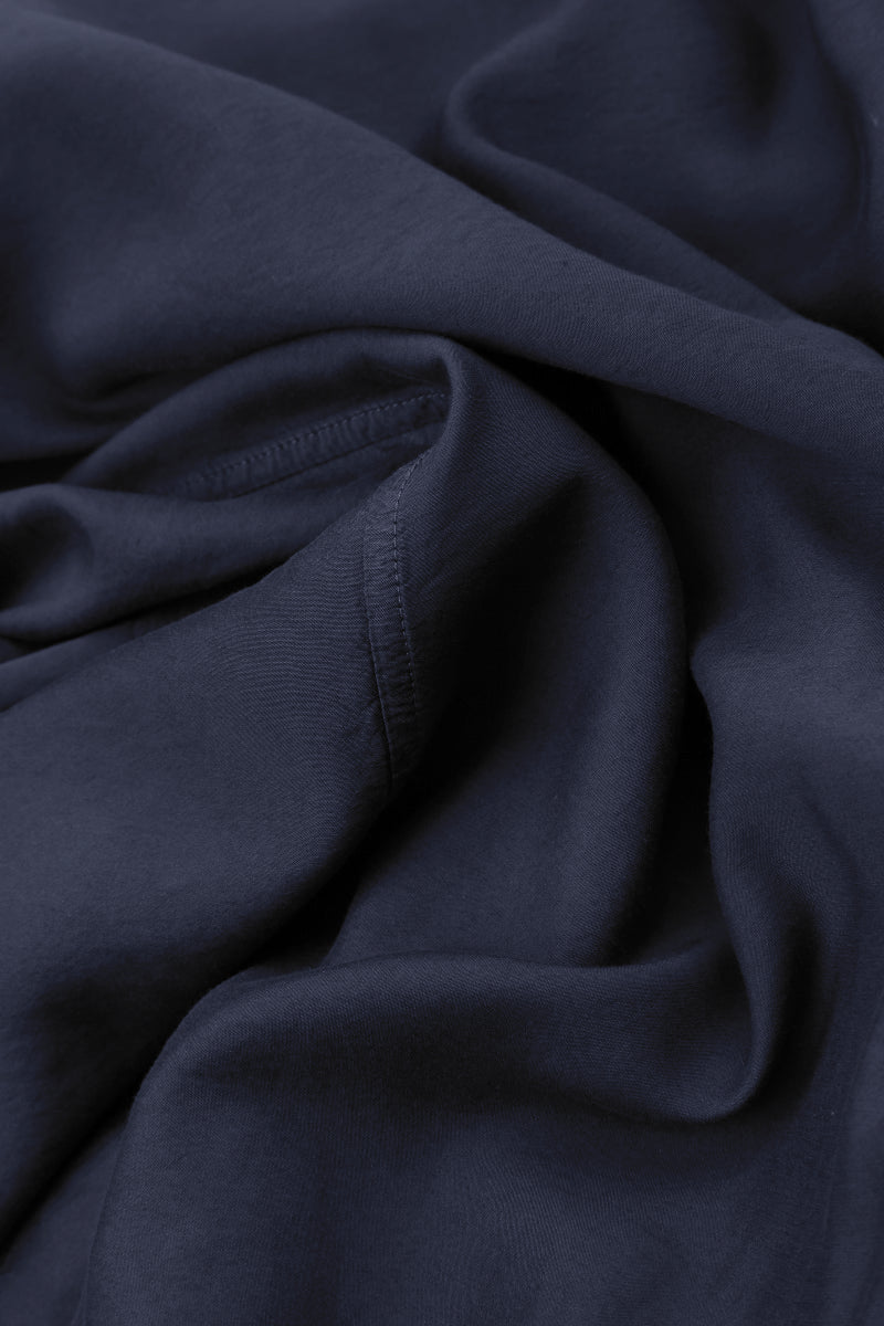 Pleated Front Slate Blue Silk Cotton Dress 5
