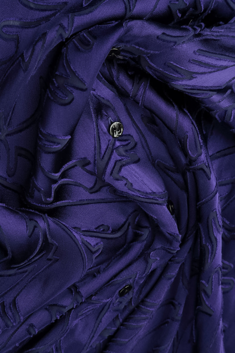 Loose Royal Purple Devoré Feather Silk Shirt 5