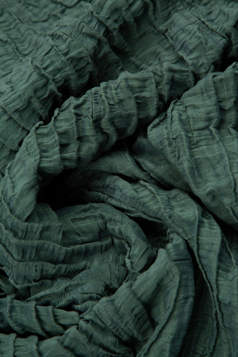 Two Pockets Sage Crinkled Silk Linen Dress 5