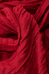 Taper Crinkled Cherry Red Silk Linen Trousers 4