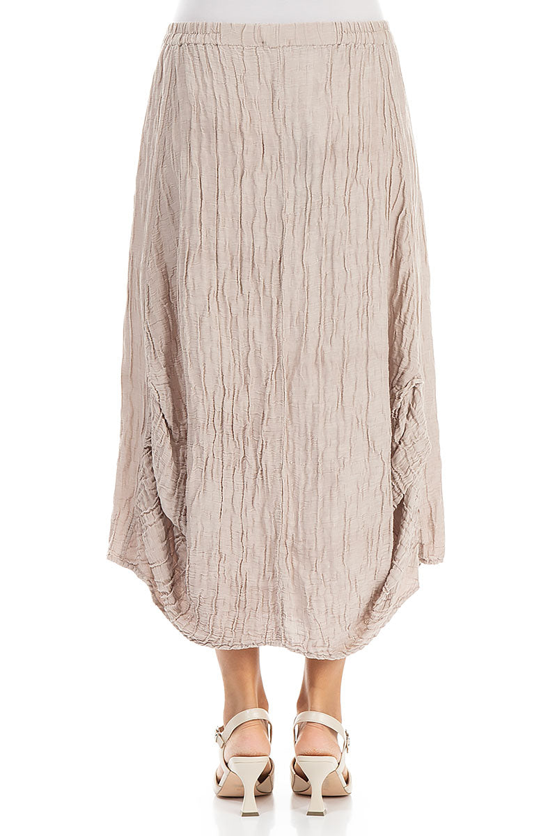 Sculpted Hem Beige Crinkled Skirt 2