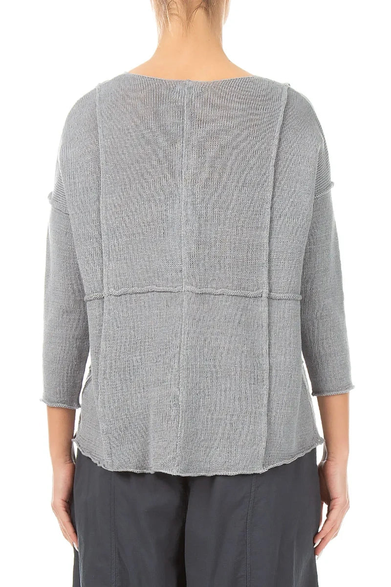 Seam Detail Grey Linen Cardigan 2