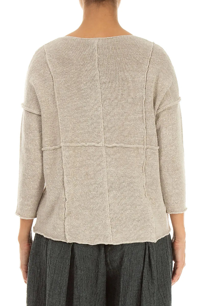 Gilet en lin naturel avec détails de coutures