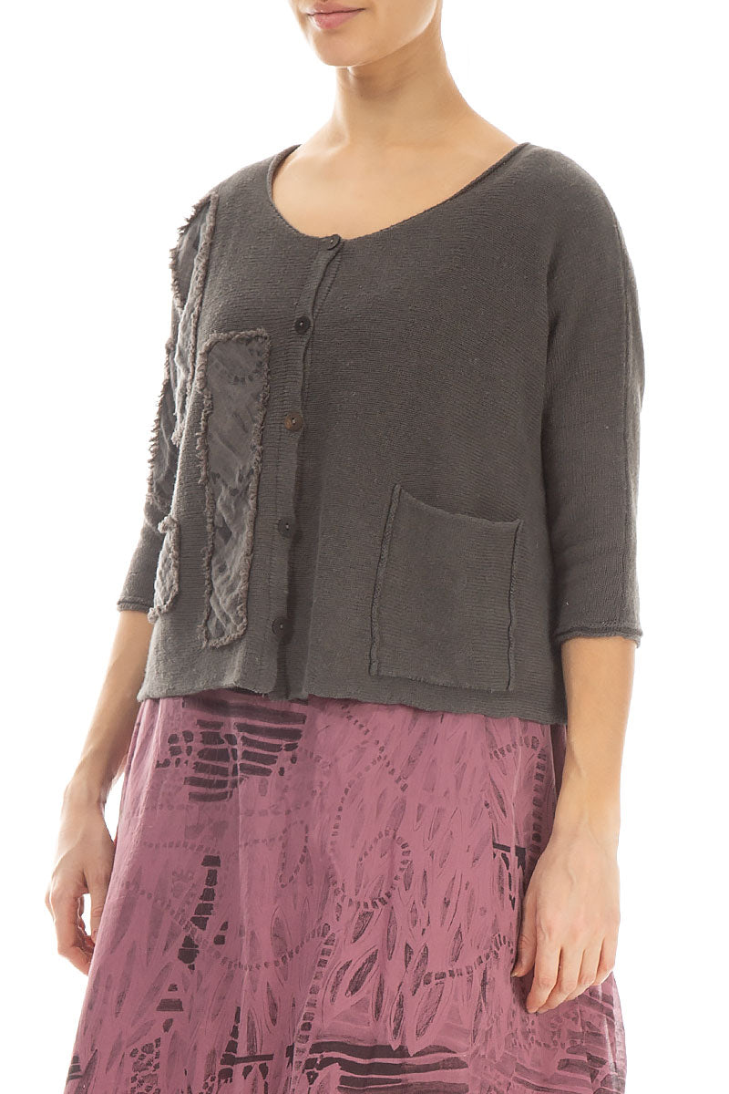 Serenity Patch Décor Truffle Linen Cardigan 3