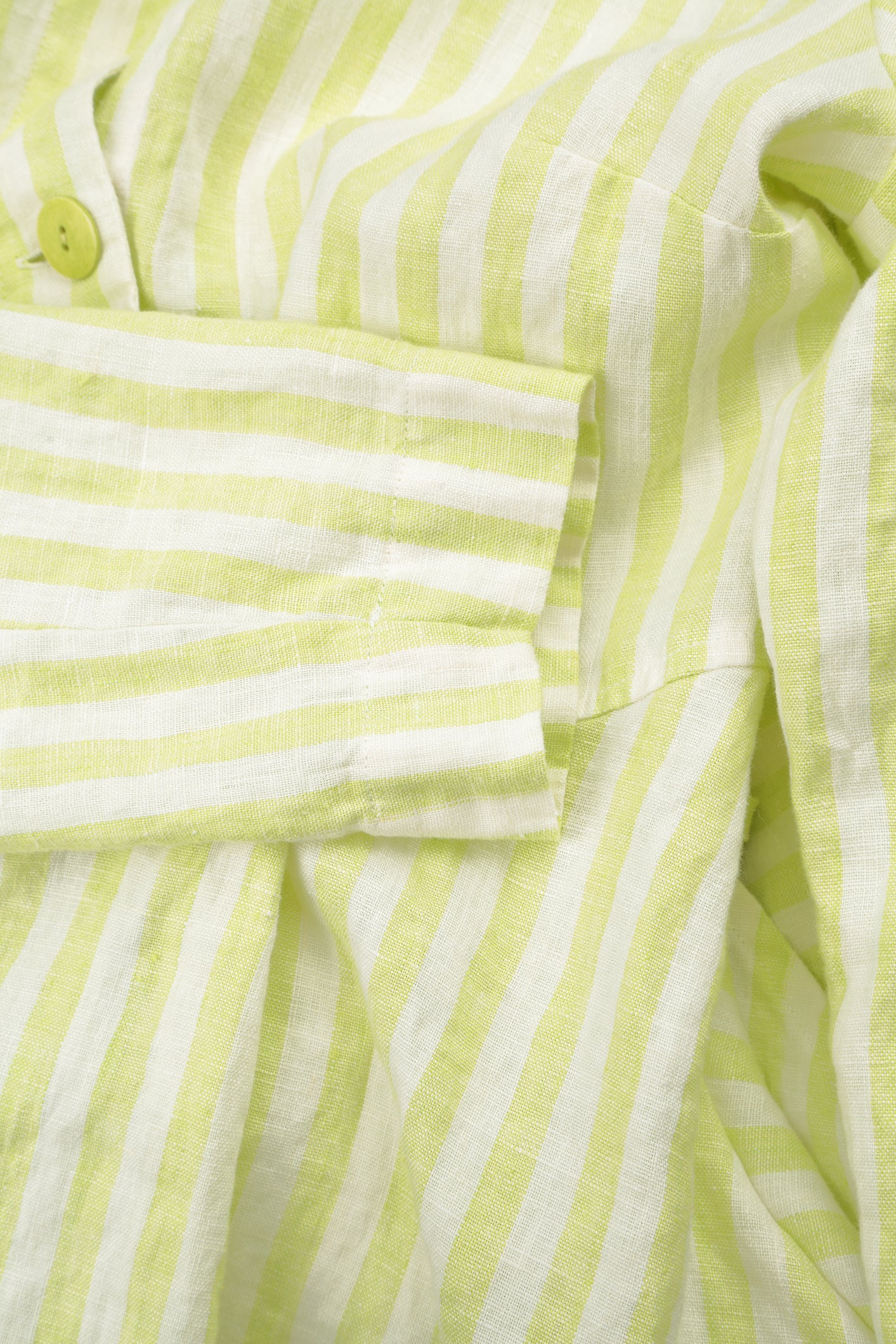 Shaped Lime Striped Linen Shirt 6