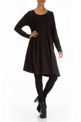 Short Black Cotton Tunic Dress 4