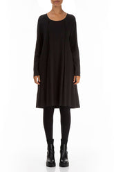 Short Black Cotton Tunic Dress 1