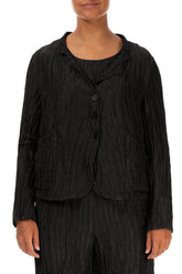 Short Crinkled Black Silk Jacket 1