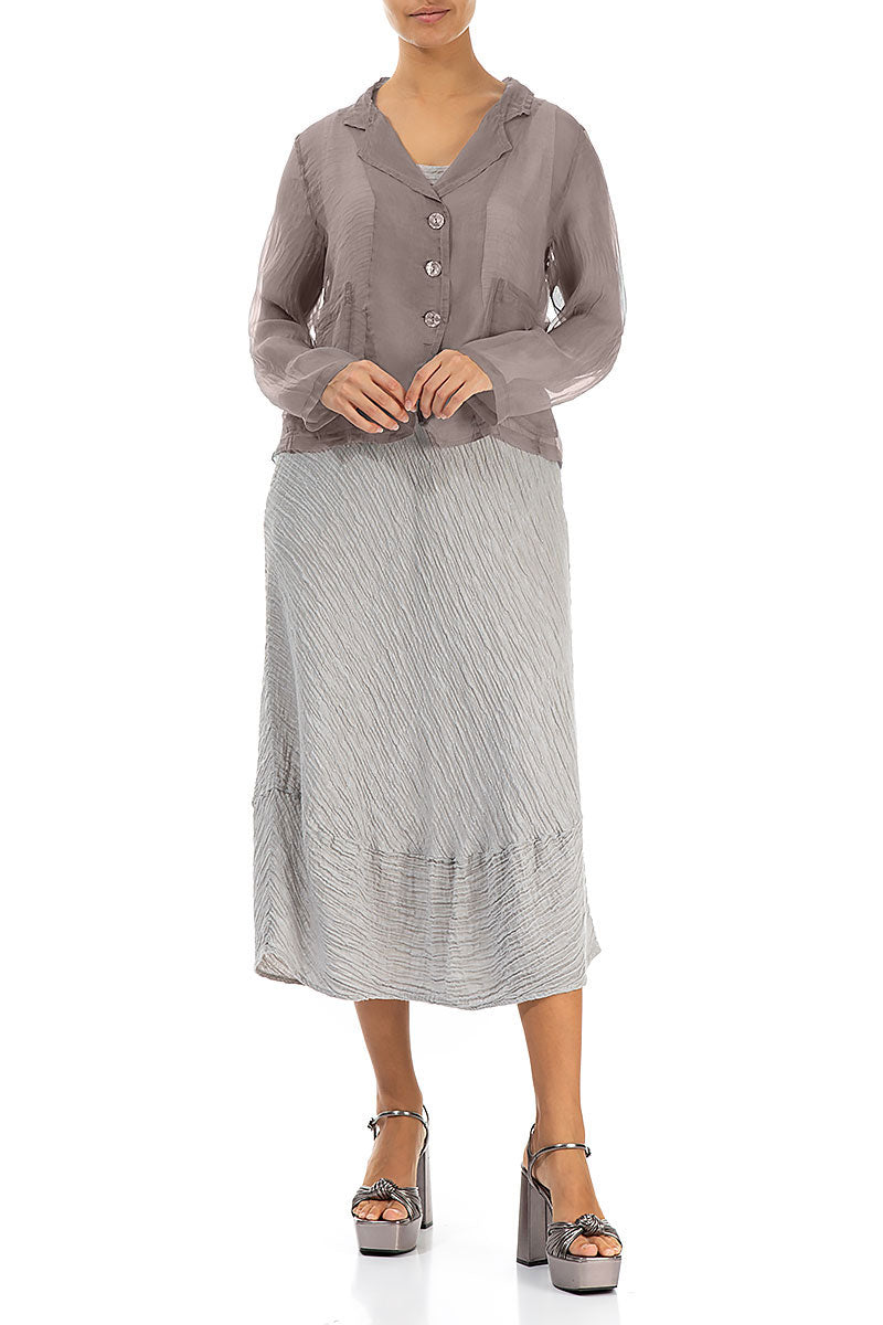 Short Greige Silk Chiffon Jacket 4