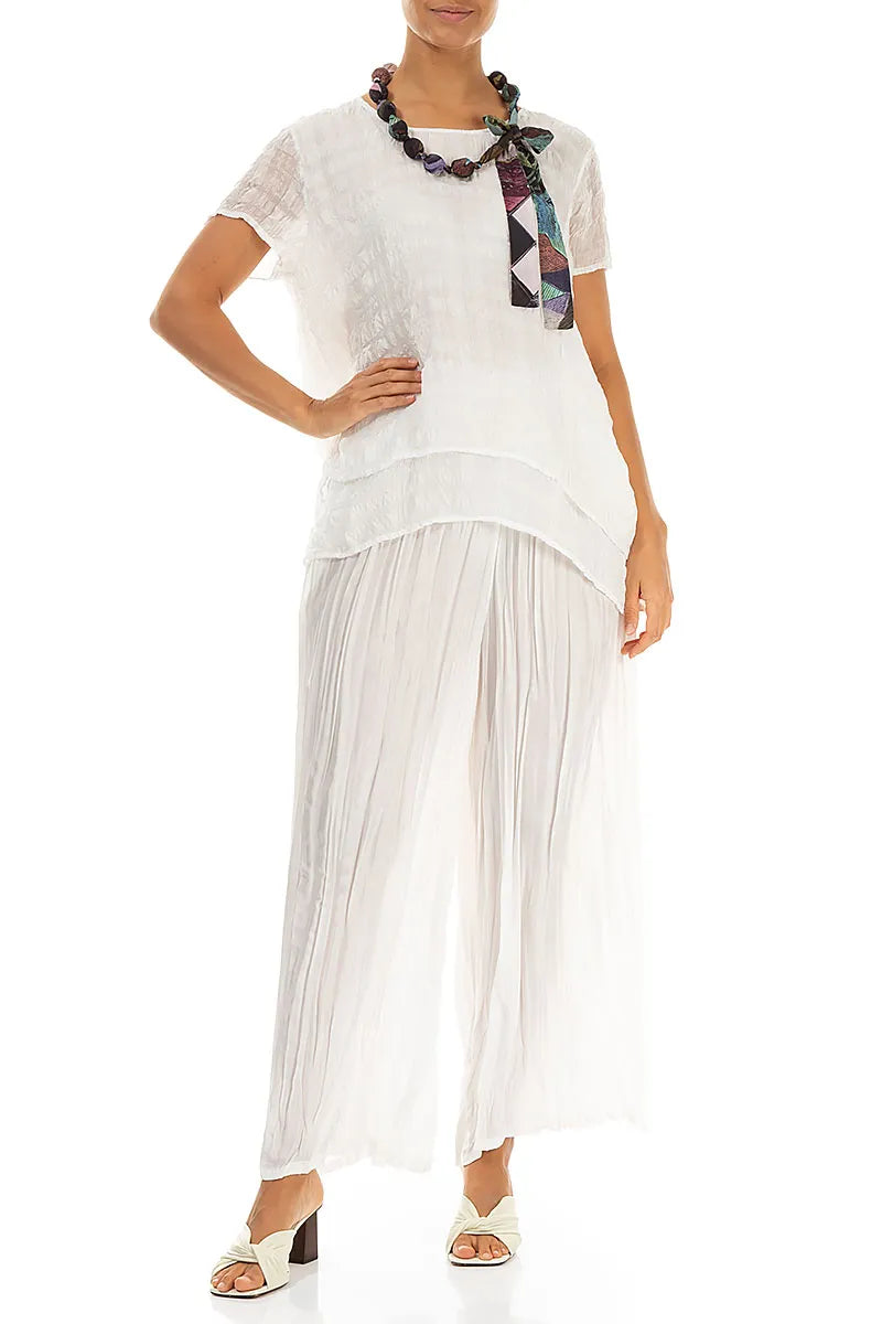 Kurze Halskette aus Seide und Bambusperlen mit Mosaikmuster