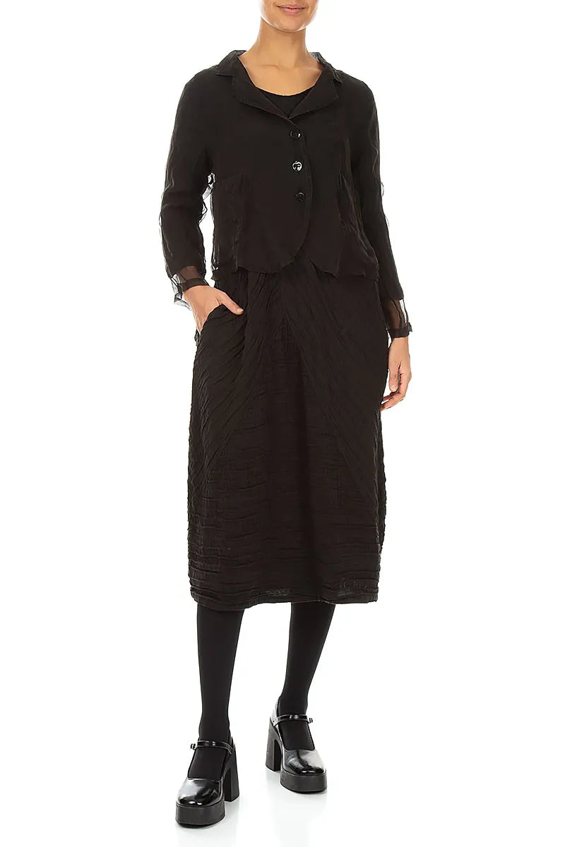 Short Black Silk Chiffon Jacket 4