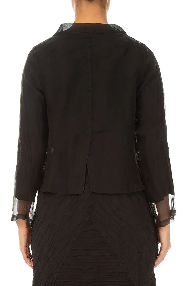 Short Black Silk Chiffon Jacket 2