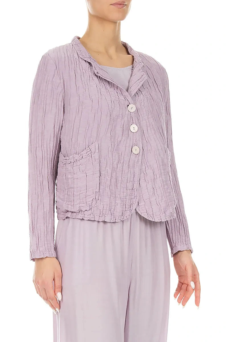 Short Crinkled Lilac Silk Linen Jacket 3